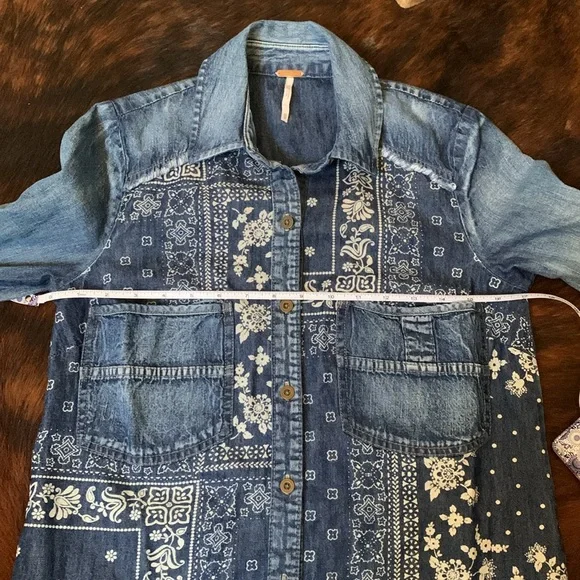 Free People Women’s Embroidered Denim Duster - Picture 15 of 16